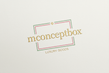 mconcepbox, font playfair display , elegant , just text with box, powder pink , cream gold , sage green 